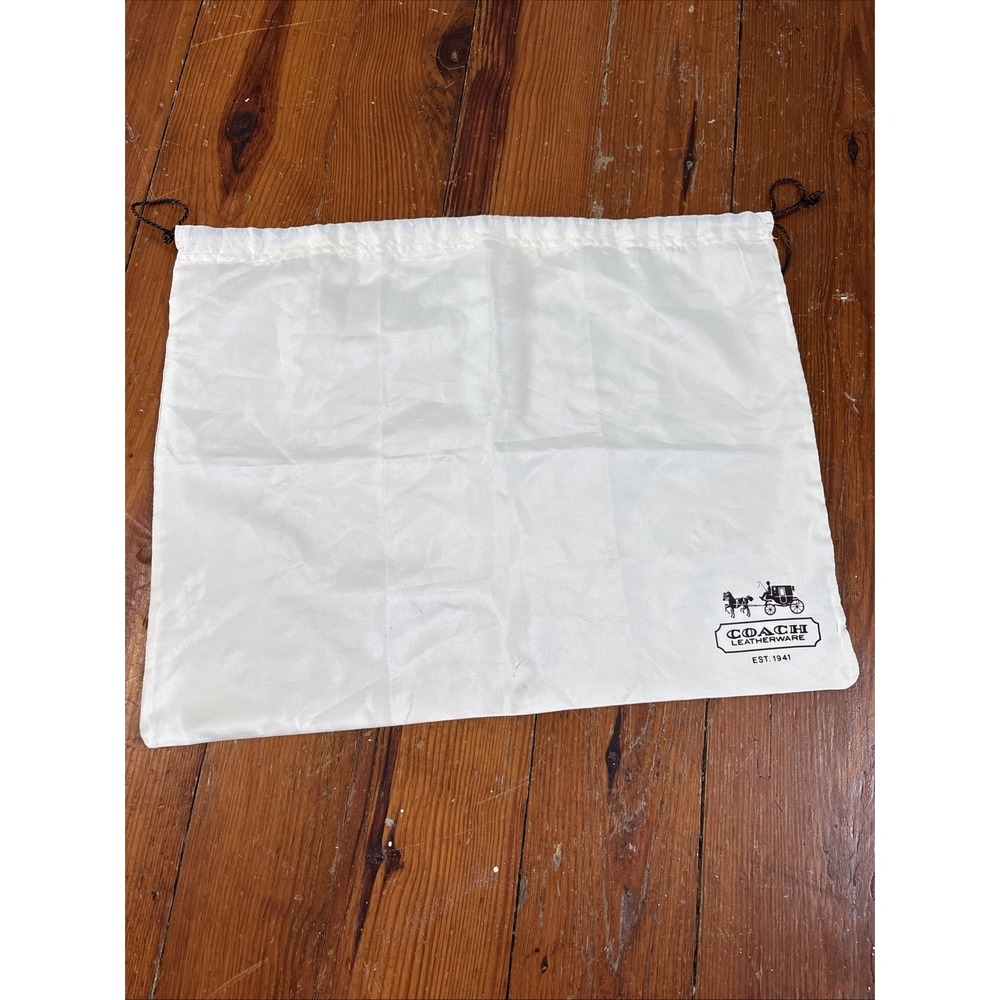 Vintage Coach NY Satin Cream Large Storage Dust bag with Drawstring 19" X 15"